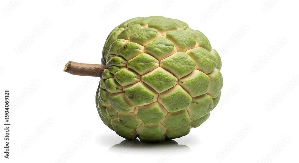 Obraz premium A close-up view of a fresh green scalloped-fruit with a textured exterior.