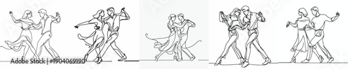 line art of a romantic couple dancing on Valentine's Day