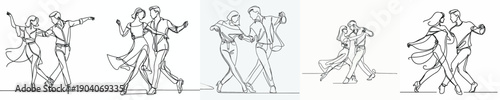 line art of a couple romantic dancing on Valentine's Day