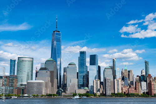 New York City with Manhattan Skyline over Hudson River,New York City, USA NYC, NY. New York City NYC Skyline with Urban Skyscrapers USA. Lower Manhattan and One World Trade Center in New York City