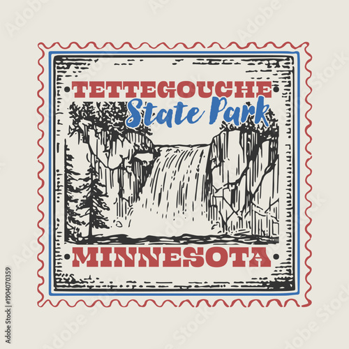 Vintage Tettegouche State Park Badge Highlighting the Majestic Palisades and Lake Superior North Shore.