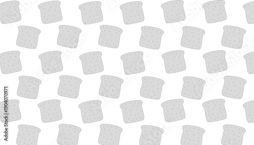 Toast Bread Seamless Pattern Background. Bakery Food Texture. Minimal Vector Illustration