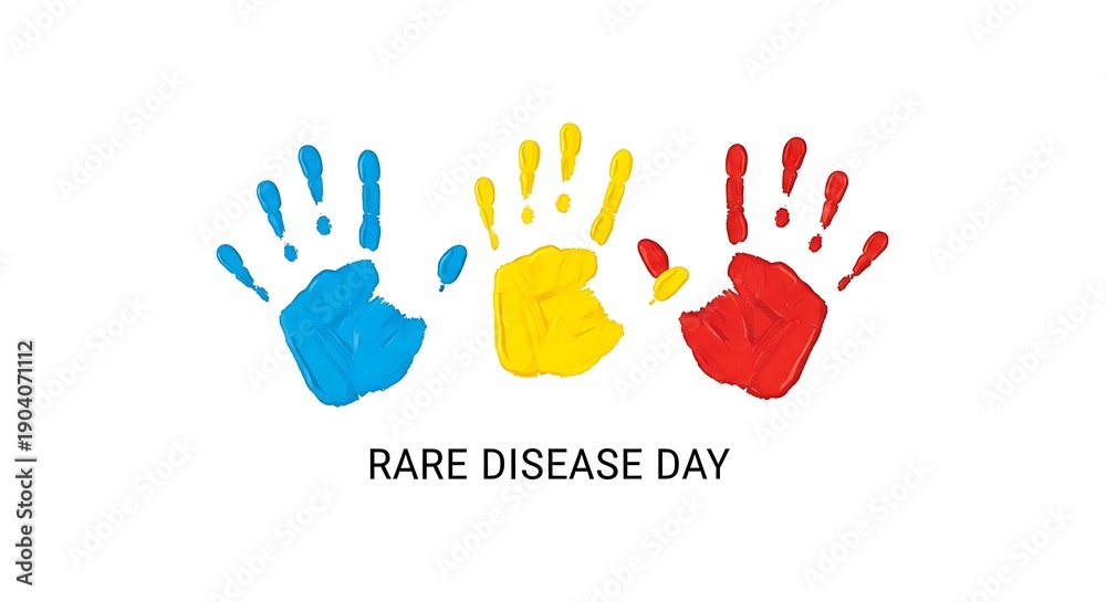 Fototapeta premium Rare Disease Day Awareness with Colorful Handprints.
