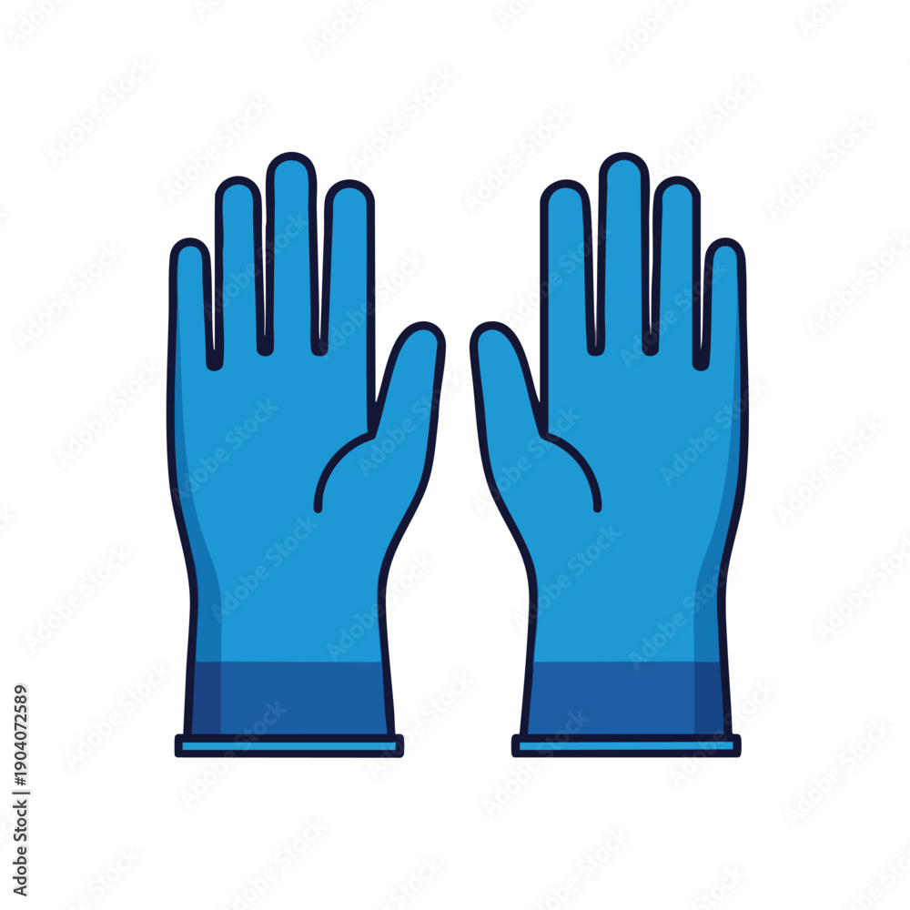 Obraz premium Blue Protective Gloves Vector Illustration