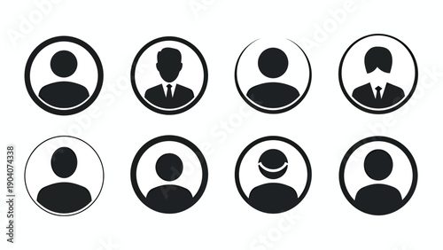 Set of generic user avatar icons in circular frames.