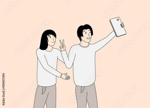 two people taking a photo selfie together