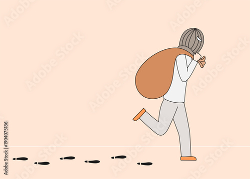 criminal who fled while carrying the bag left footprints.