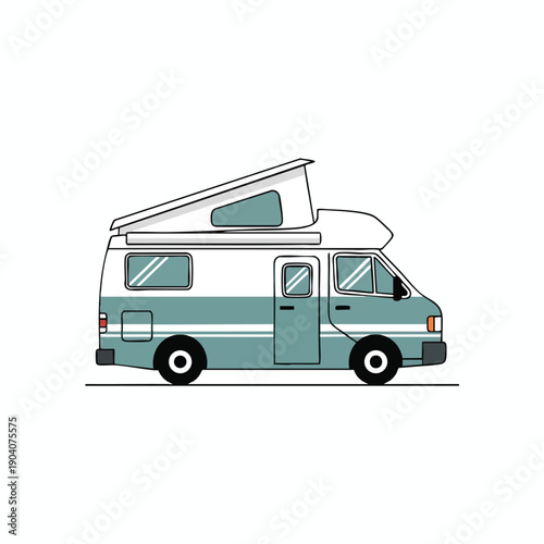 Camper Van Illustration on White Background