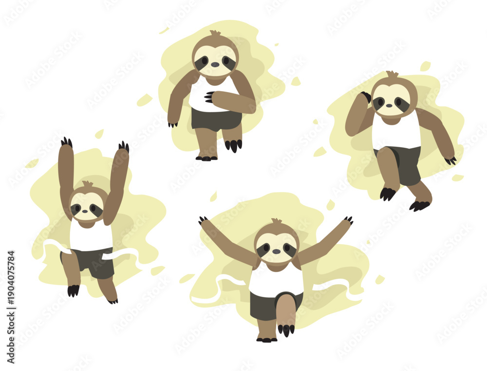 Naklejka premium Sloth Sports Cartoon Character Marathon Runner