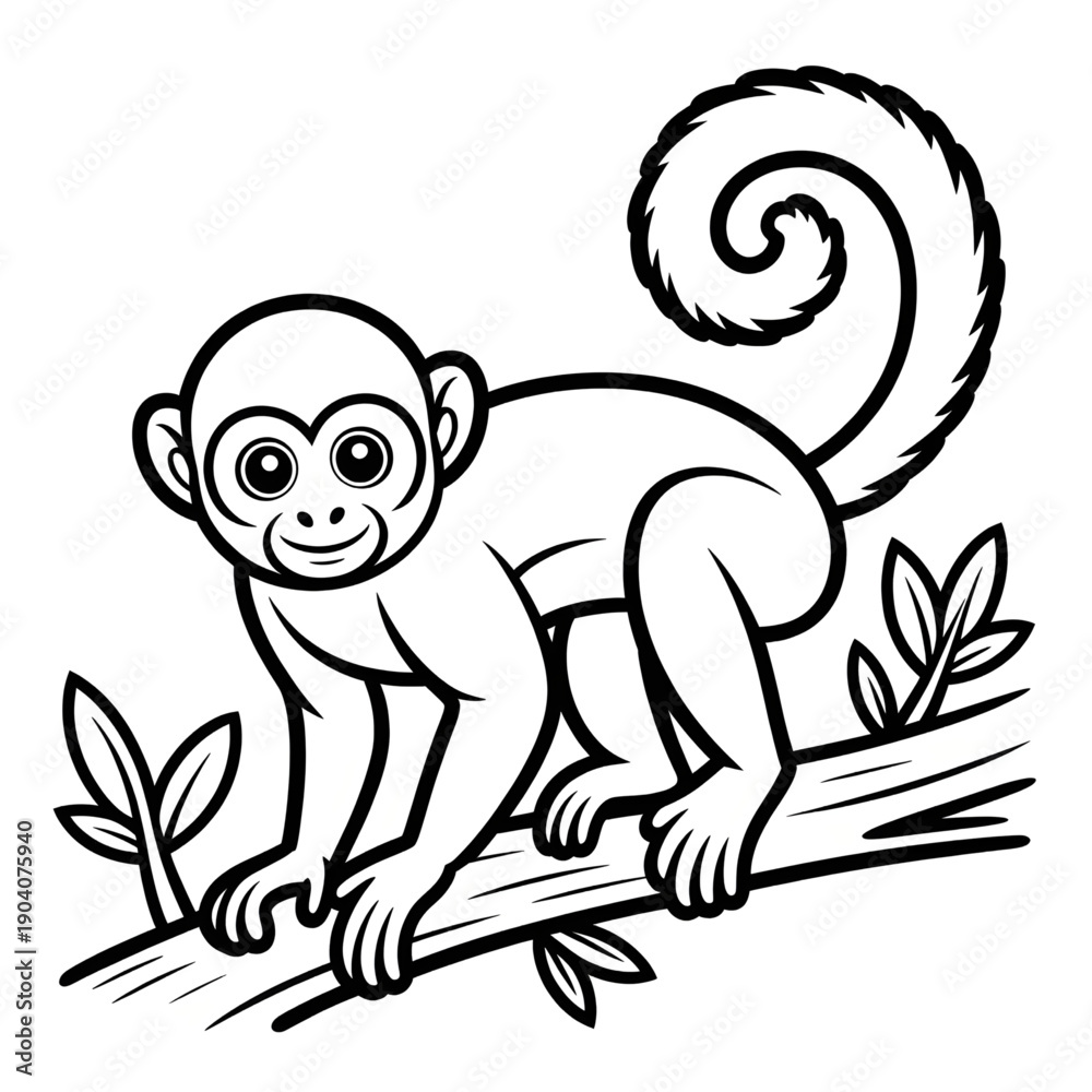 Obraz premium Howler monkey illustration vector style coloring page
