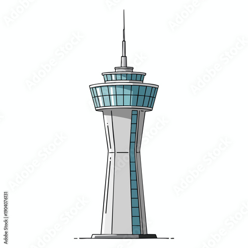 Modern Airport Control Tower Illustration