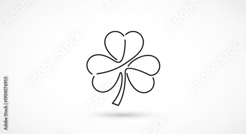 Minimalist four leaf clover icon with simple black lines on white background