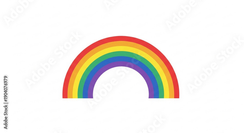 Vibrant rainbow arc with red orange yellow green blue and purple colors on white background
