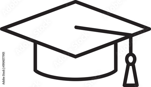 Academic Attire Vector: A minimalist illustration showcases a classic graduation cap, symbolizing achievement and the culmination of academic pursuits.
