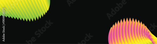 Abstract Modern vector long banner gradient dark spiral circle line wave illustration black background with arrows and copy space for text waves shape for business technology sphere EPS 10