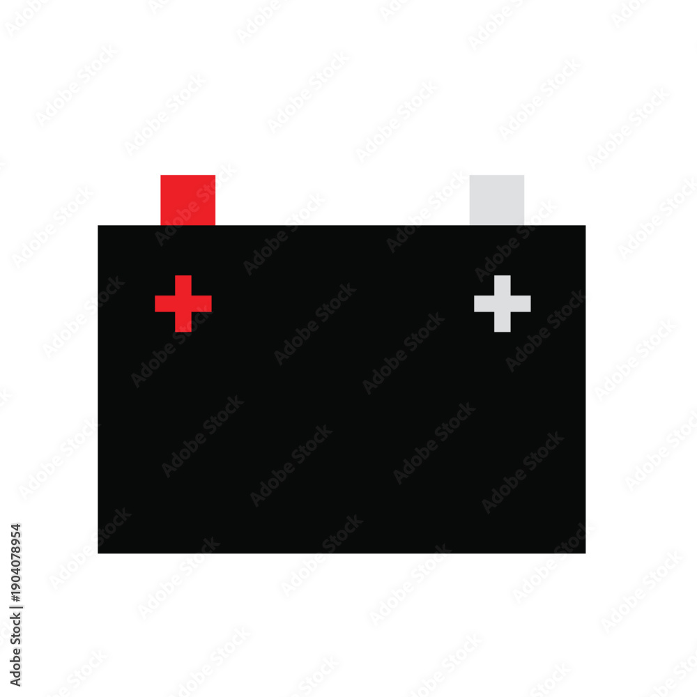 Obraz premium Black Car Battery Flat Design Vector - Automotive Power Energy Storage Icon