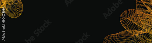 Abstract Modern vector long banner gradient dark spiral circle line wave illustration black background with arrows and copy space for text waves shape for business technology sphere EPS 10