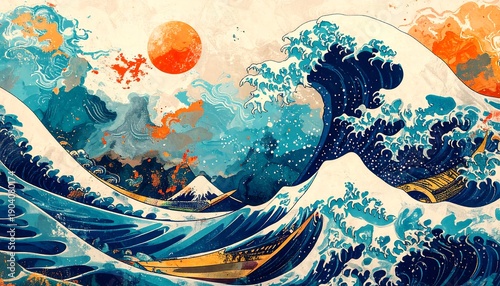 Wallpaper Mural The Great Wave Off Kanagawa Inspired Artwork. Torontodigital.ca
