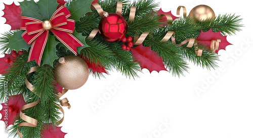 Wallpaper Mural Christmas Garland with Ornaments and Red Bow Torontodigital.ca