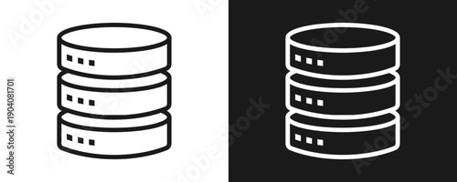 Server Icon Set Outline In White And Black Background