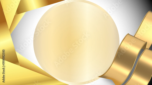 Quadro em tela Elegant golden ribbon and geometric shapes, a luxurious and celebratory backgrou