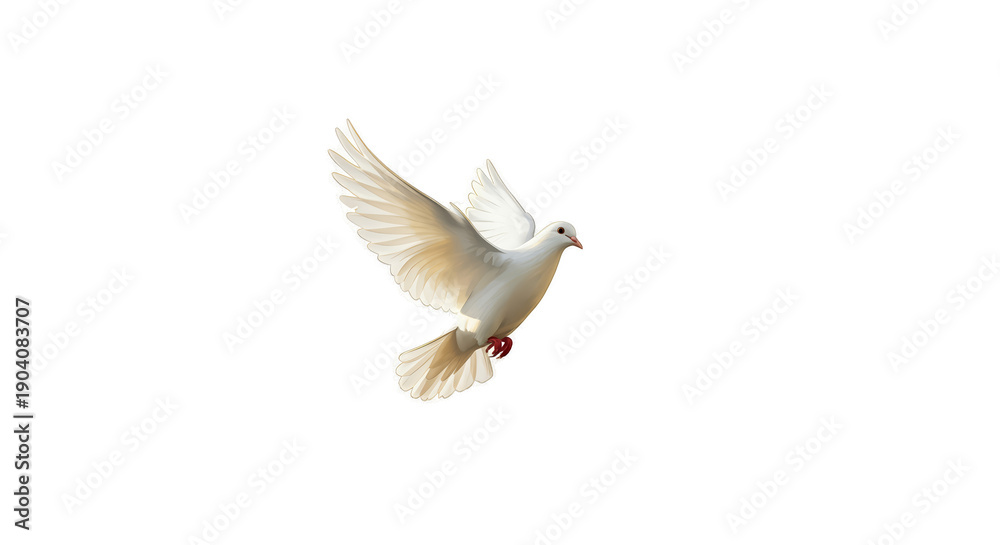 Obraz premium White Dove Isolated Transparent Background Flying Mid Air
