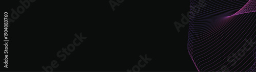 Abstract Modern vector long banner gradient dark spiral circle line wave illustration black background with arrows and copy space for text waves shape for business technology sphere EPS 10