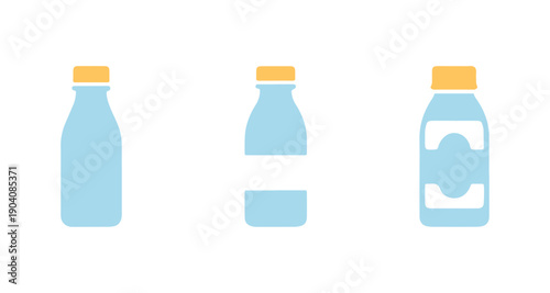 a variety of design icons depicting a milk bottle on a white surface