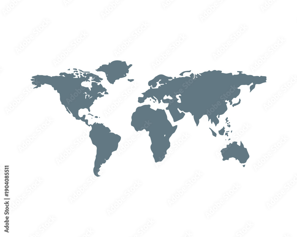 Obraz premium Global World Map On Gray Background