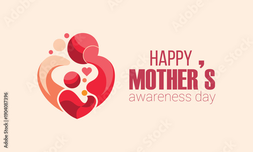 A heartwarming graphic celebrating mother's awareness day with an abstract mother and child embrace