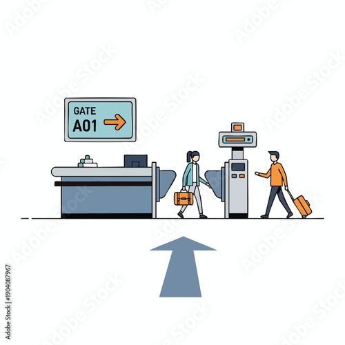 Travelers passing through airport security checkpoint