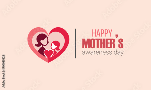 A heartwarming illustration celebrating mother's day, featuring a loving embrace within a vibrant red heart