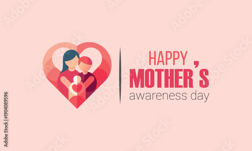 A heartwarming illustration of a mother hugging her child within a heart, celebrating happy mother's day