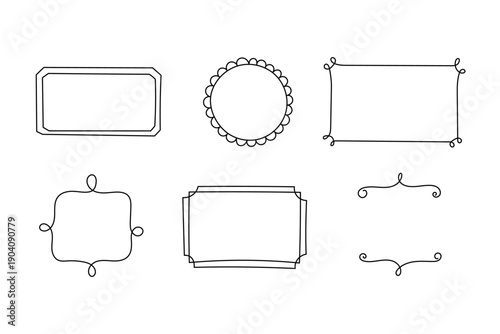 手書きのシンプルなフレームセット　招待状やカードに使える飾り枠セット