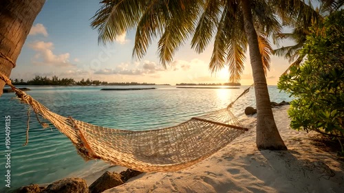 Tropical Paradise Hammock Beach Sunset Serenity Ocean View.