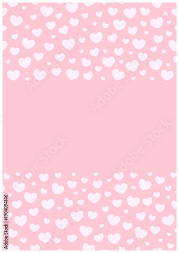かわいいハートのフレーム（上下配置）｜バレンタイン向け装飾ベクター（ピンク背景）