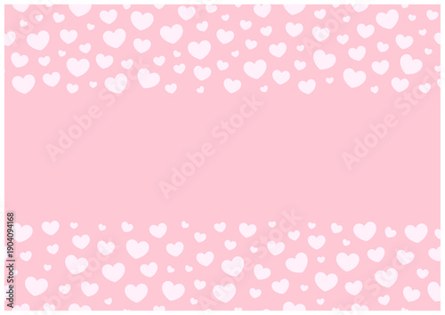 かわいいハートのフレーム（上下配置）｜バレンタイン向け装飾ベクター（ピンク背景）