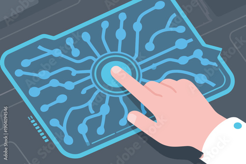 Illustration Of A Hand Performing An Electronic Key And Fingerprint Access Control System For Locking And Unlocking Vector Design Template