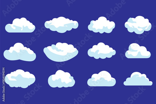 set of vector illustrations of clumpy clouds . weather cloud black icons sky clouds set . eps 10