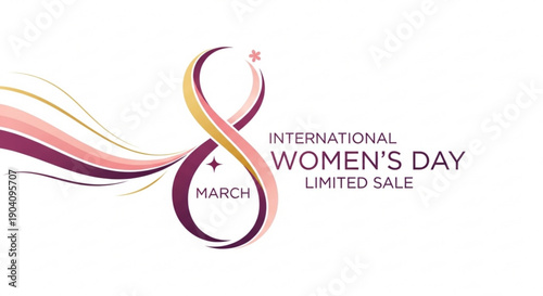 International women's day limited sale march promotion with ribbon logo
