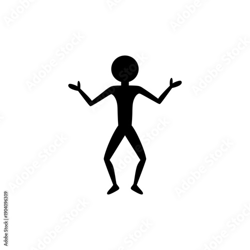 flat black silhouette icon of ancient African rock art human figure, African World Heritage Day concept