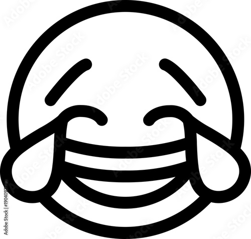 Black tears of joy  emoji icon - outline