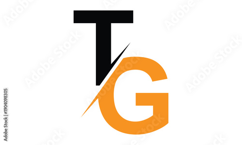 abstract creative black orange TG letter logo vector.