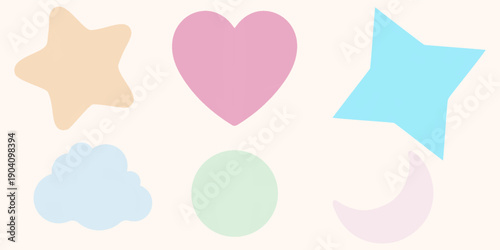 Grain gradient shapes. Dots geometric figures set. Y2k retro star and triangle with flower. Colorful butterfly, crown on beige background. Trendy effect with stippling texture. Vector illustration.