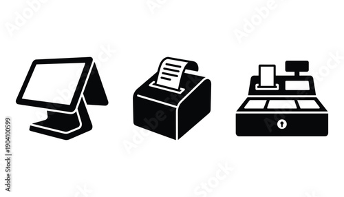 Point of sale machine register payment terminal digital display system vector illustration