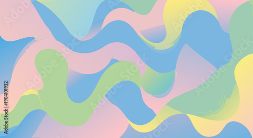 Abstract wavy shapes in soft pastel colors flowing across the image in a fluid motion from a close-up viewpoint