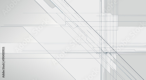 Modern architectural structure with sleek lines and geometric shapes viewed from a low angle