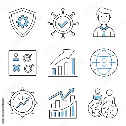 A collection of business and business related icons Vector
