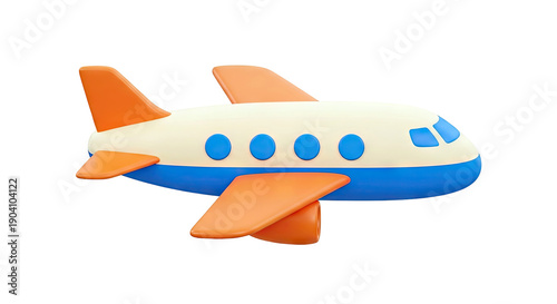 Cartoon Airplane with Orange and Blue Accents