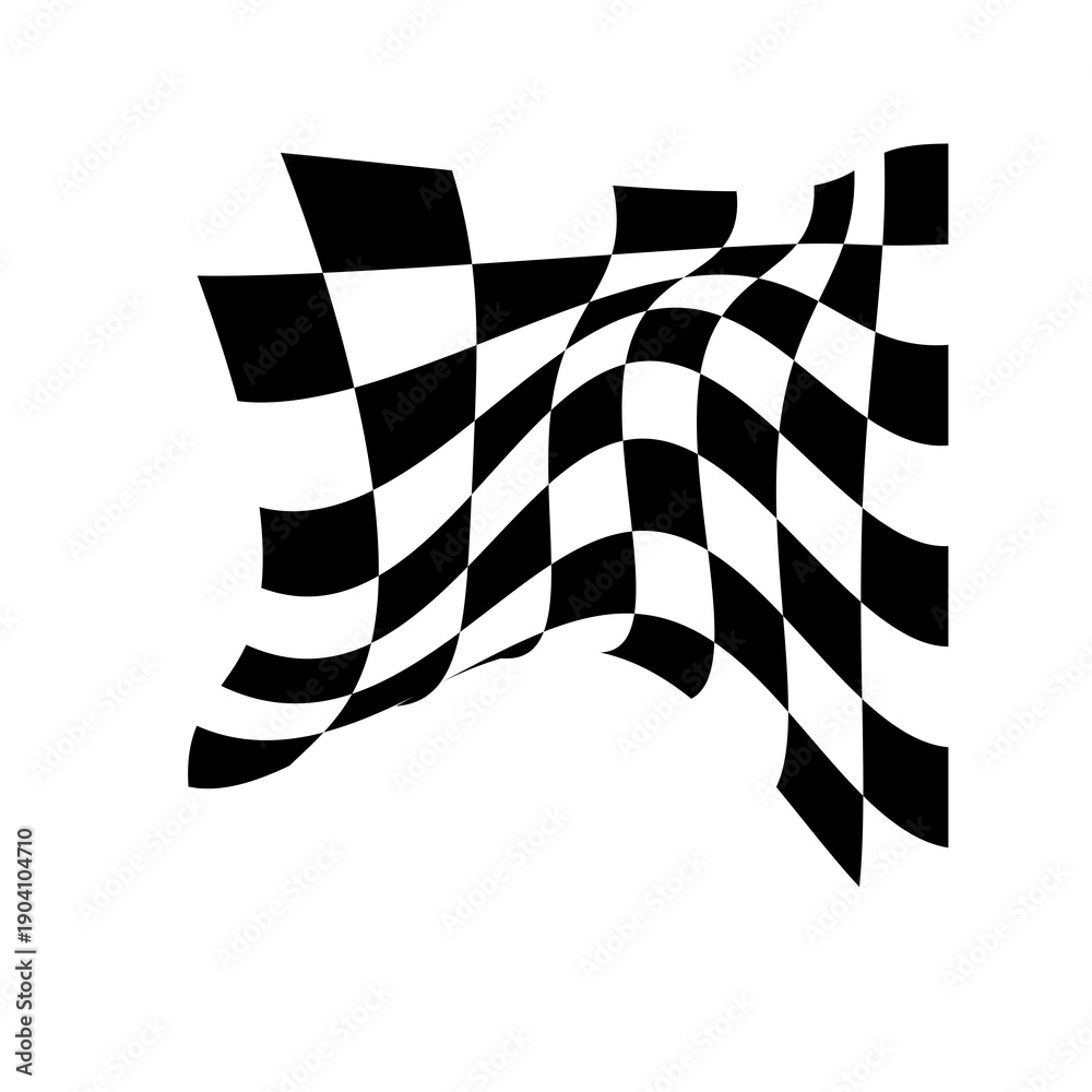 Fototapeta premium Distorted checkered vector texture in black and white. Transparent background PNG version.